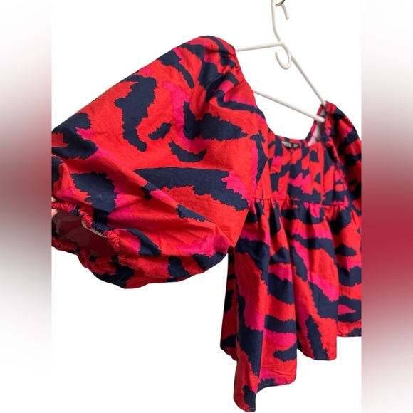 Nasty Gal Zebra Off The Shoulder Puff Sleeve Smock Top - Picture 3 of 10